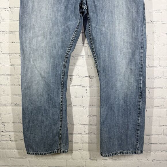VTG 90’s Lee Dungarees Jeans Men Size 34 Relaxed Boot Cut Blue Denim Baggy Loose - Picture 15 of 15